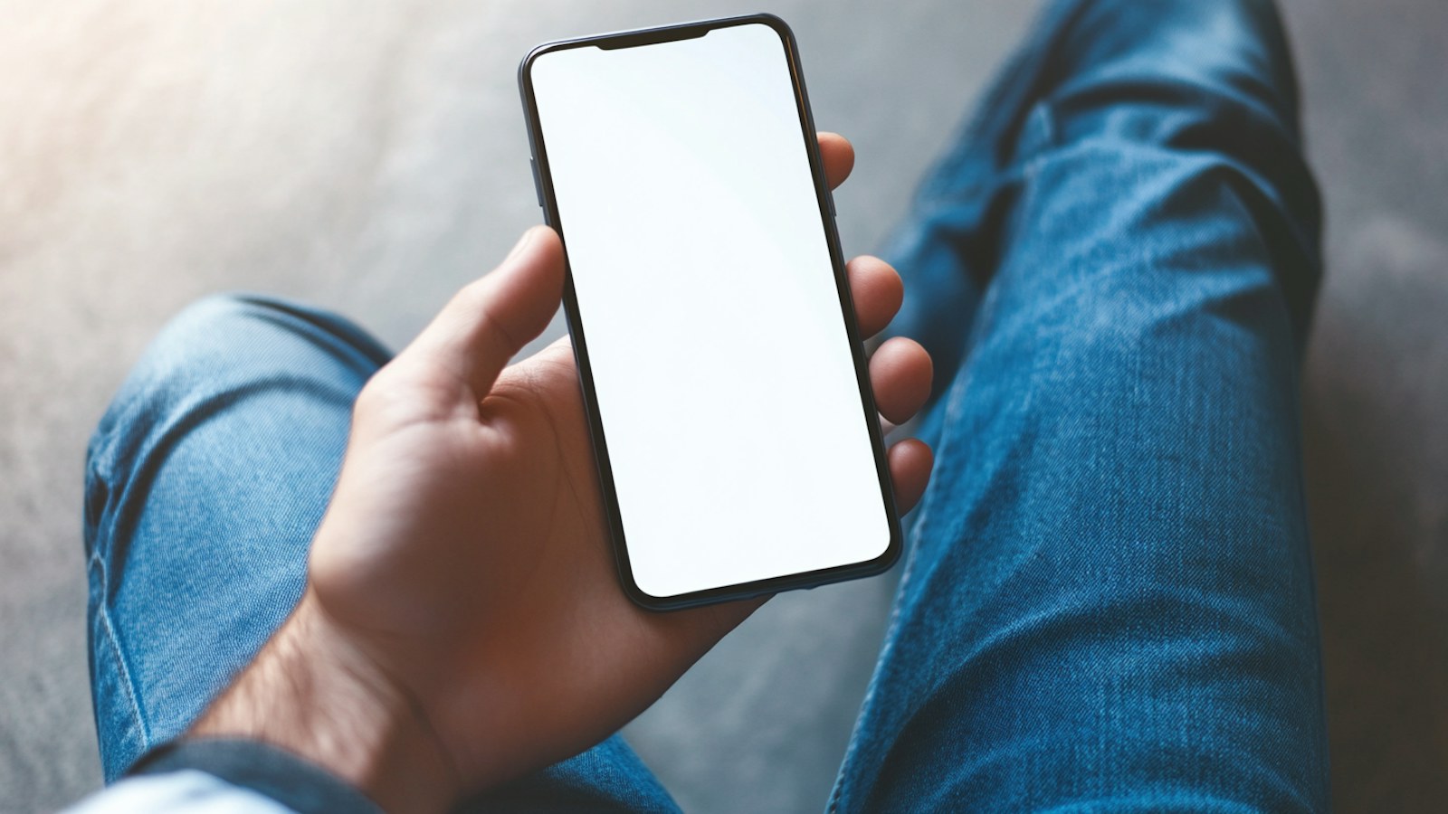 Customer holding a smartphone to use a company account app